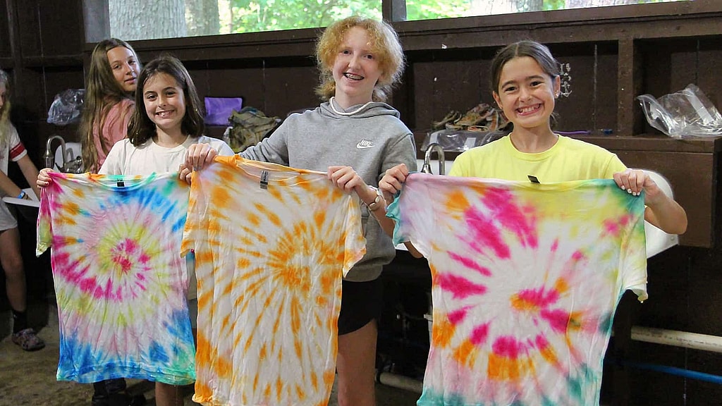 camp girls revealing tie dye t-shirts