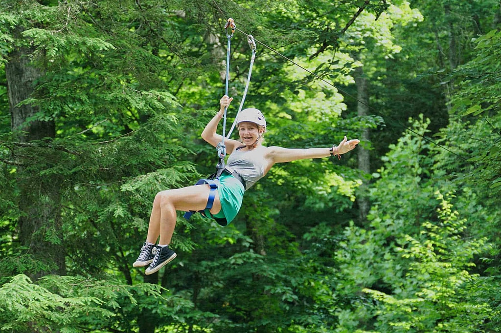 summer camp zipline girl