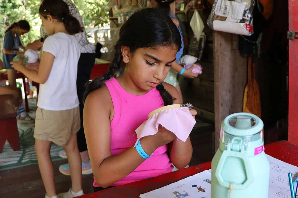 summer camp girl needlepoint