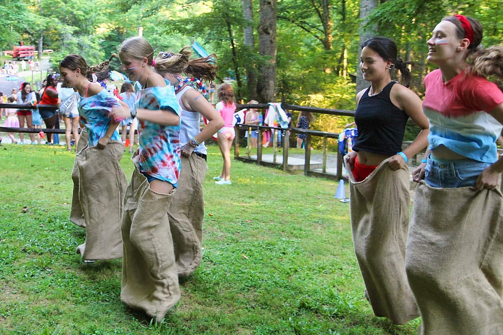 summer camp sack race