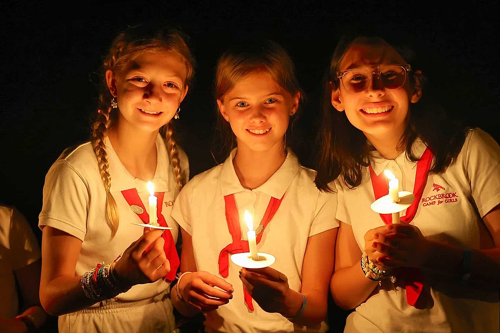 summer camp girls candlelight