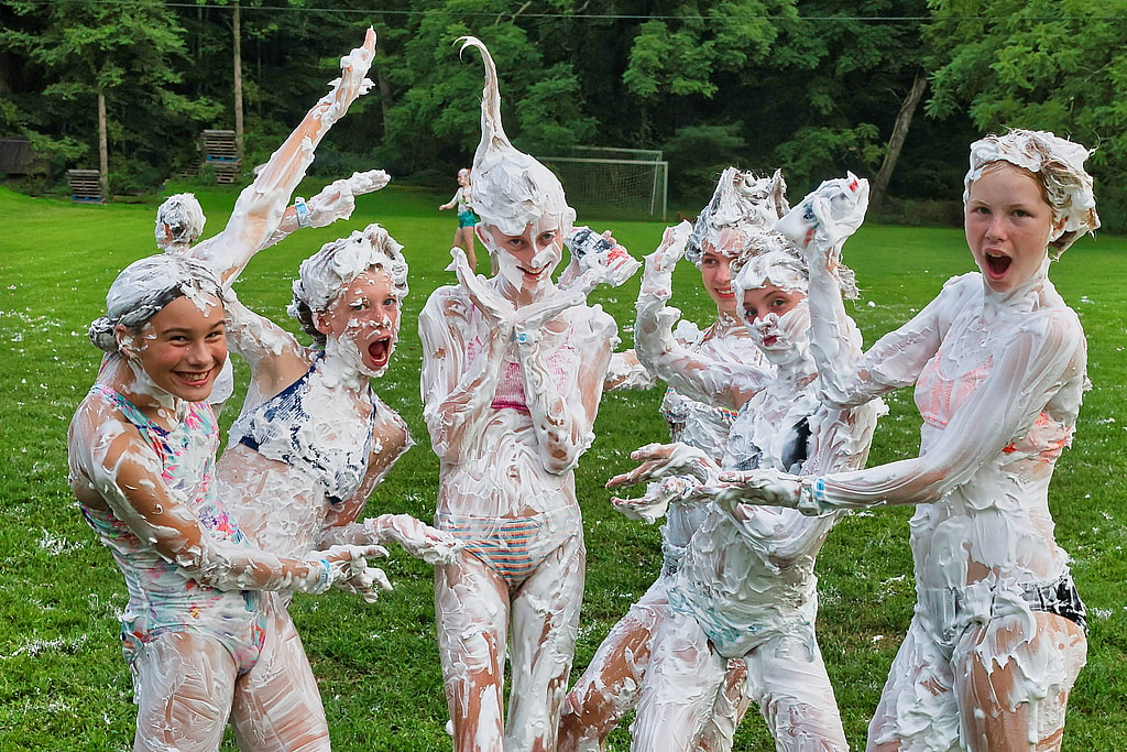 goofing around shaving cream girls