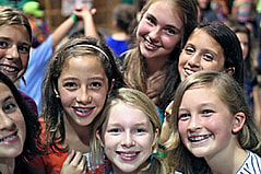 Girls dancing at middler camp dance