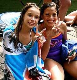 two peace sign girls