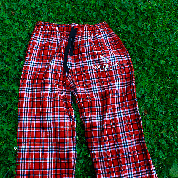 flannel pj pants on grass