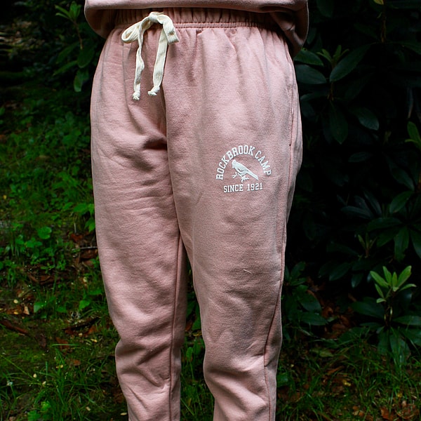 light pink sweatpants modeled