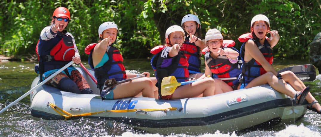 camp whitewater girls pointing