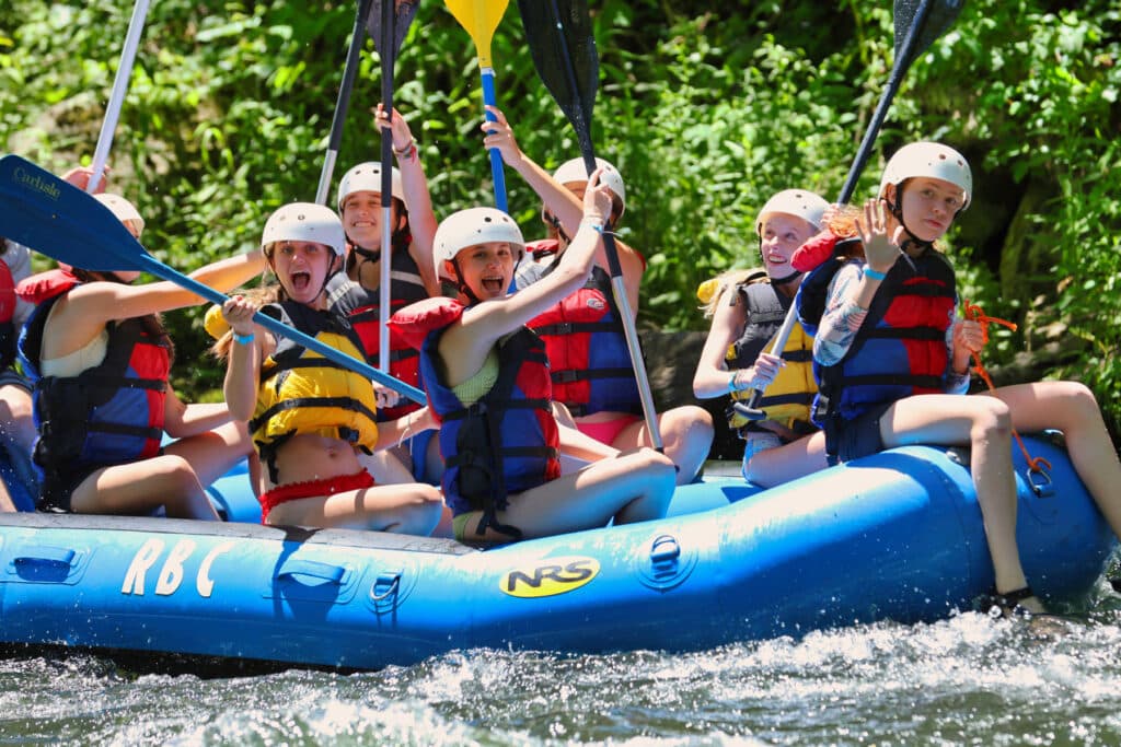 camp whitewater rafting trip riot