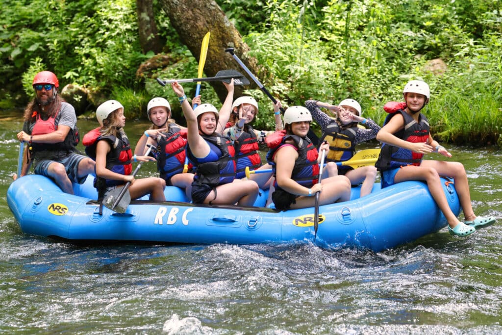 summer camp raft group