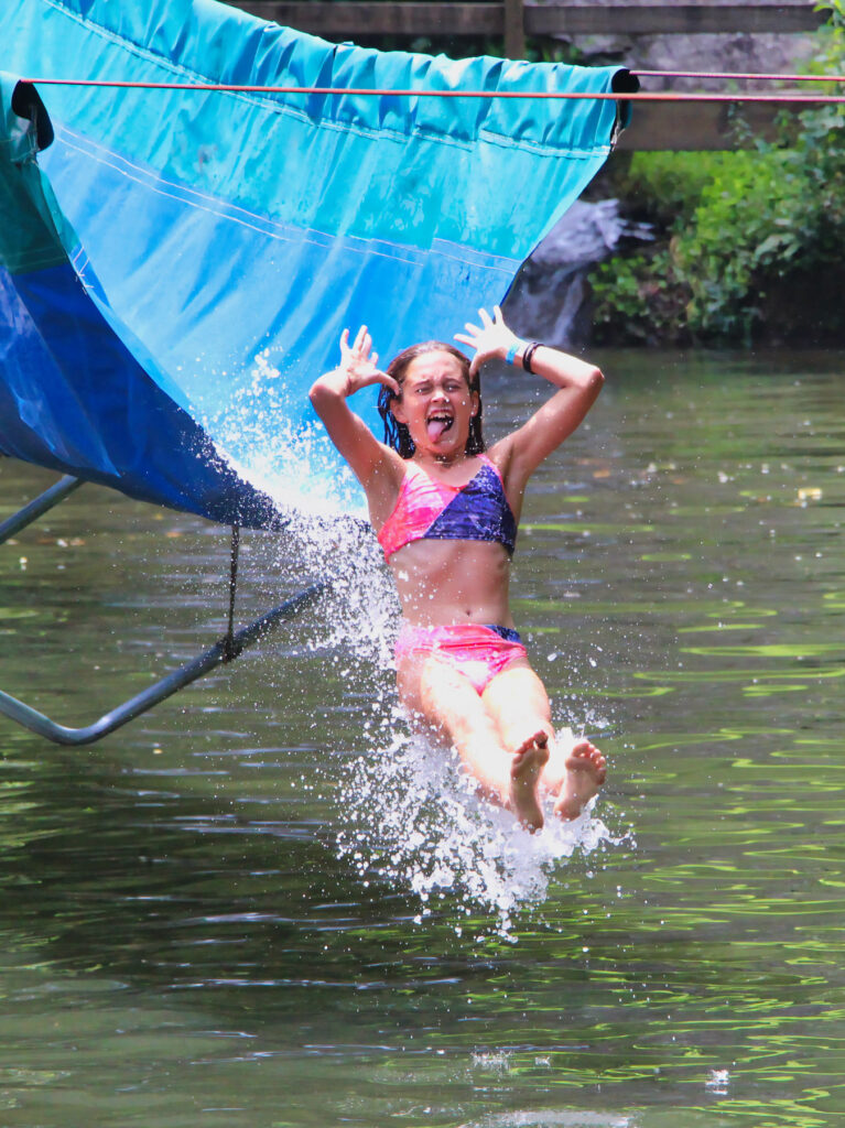 summer camp waterslide splash