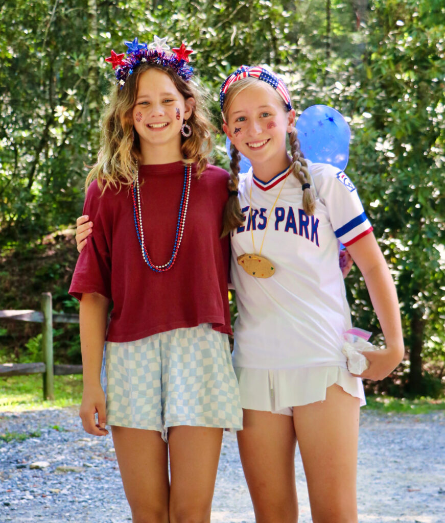 camp girls dressed for the 4th of july