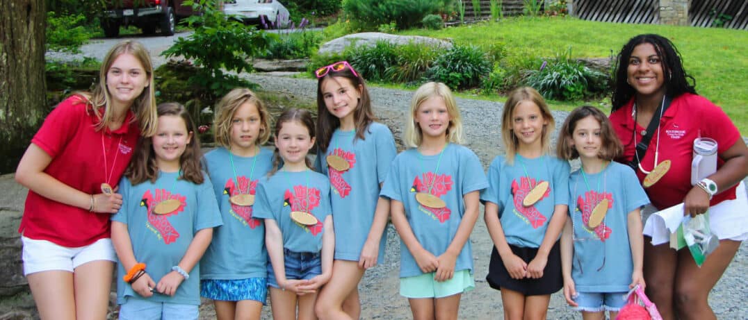 girls summer camp cabin group