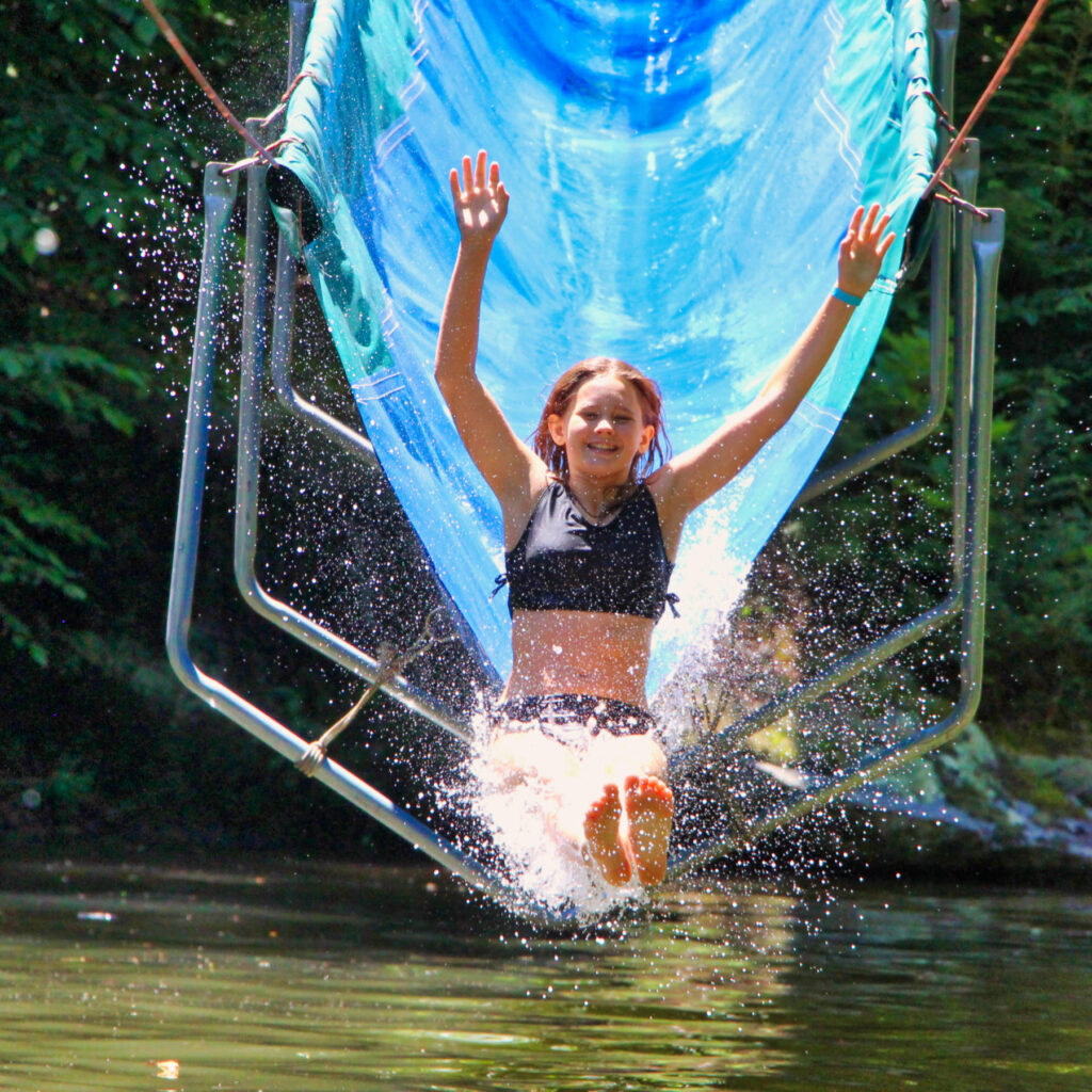 summer camp water slide plunge
