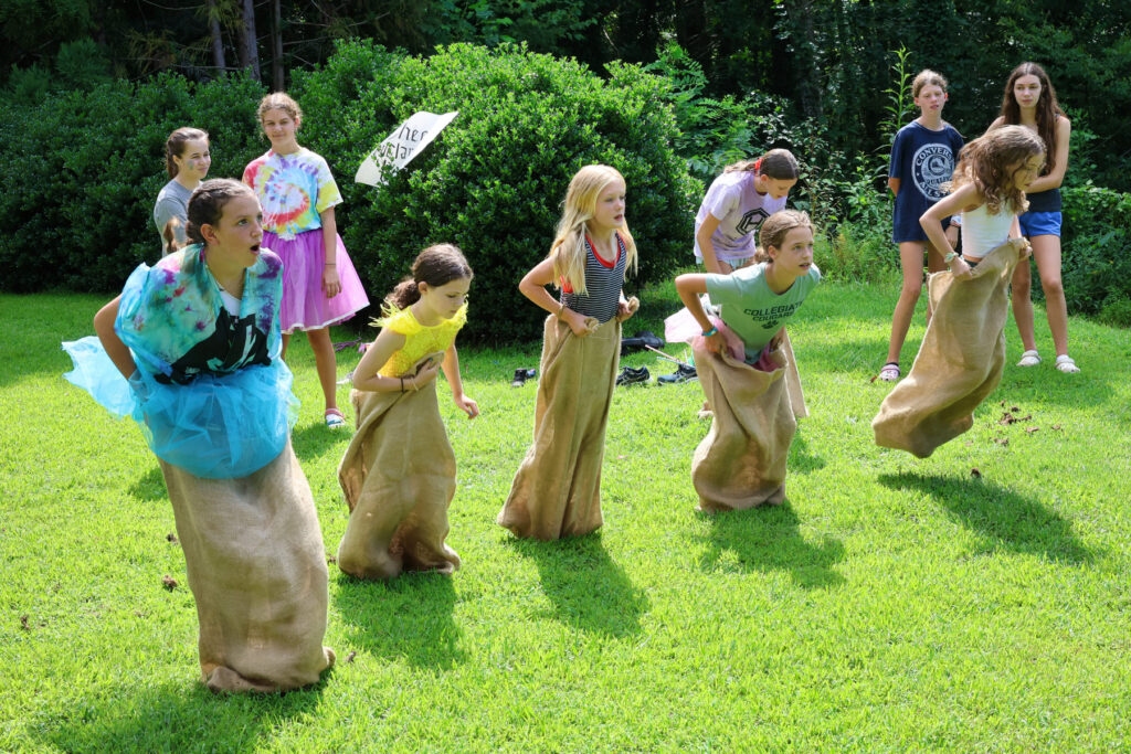 summer camp sack race