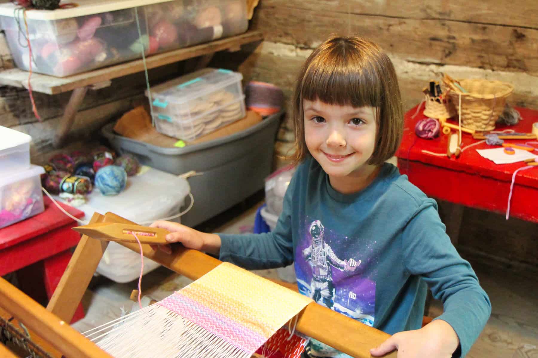 child weaver at summer camp