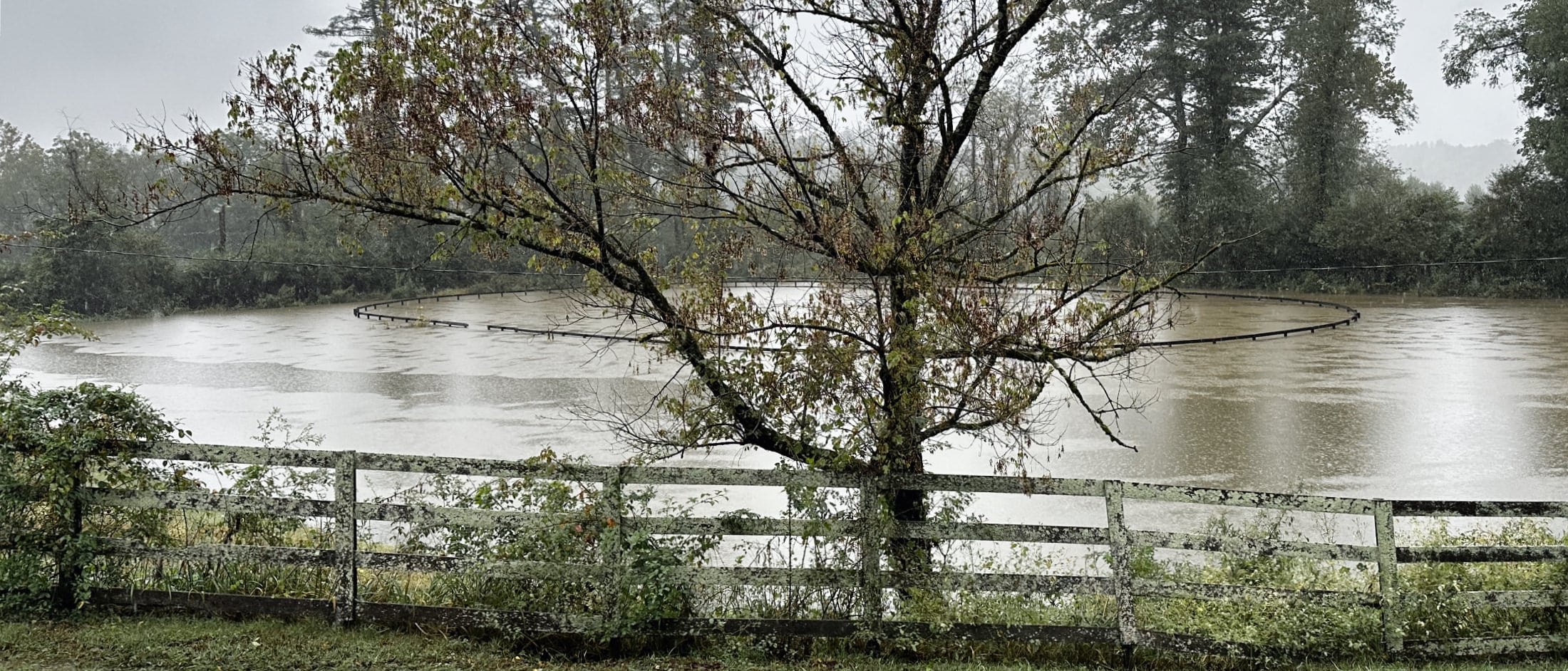 Flooded riding ring at Rockbrook Camp in WNC